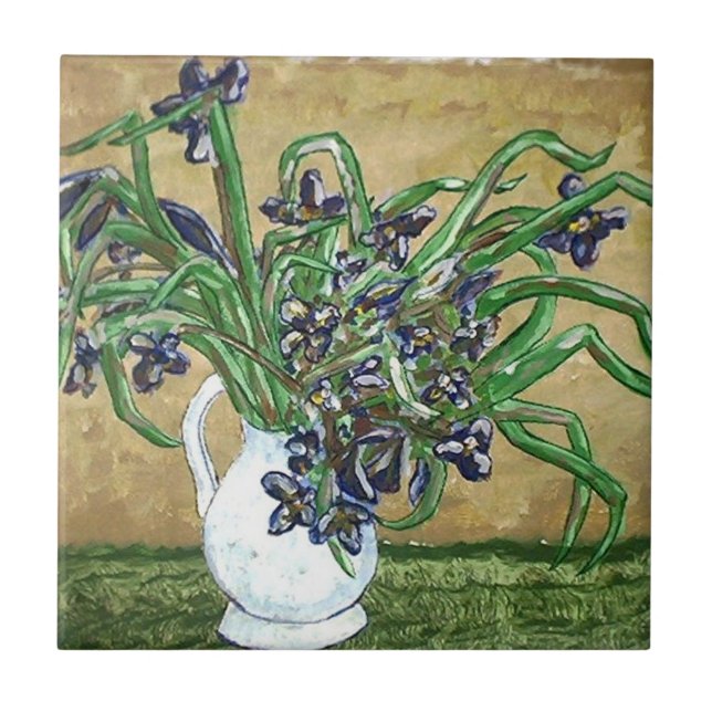 Abstract Art  Tiles, Flowers on table Tile (Front)