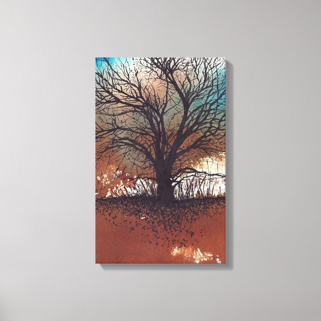 Abstract Art Tree Watercolor Ink Canvas Print (Front)
