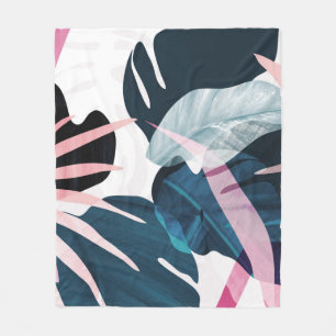 Abstract art tropical leaves background. Wallpaper Fleece Blanket