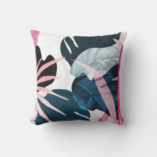 Abstract art tropical leaves background. Wallpaper Throw Pillow