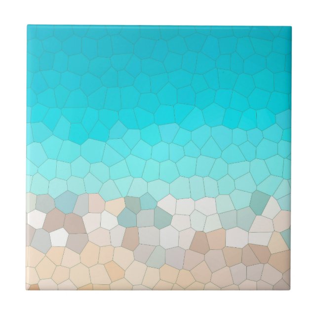 Abstract Art Turquoise Beige Coral Pink Tile (Front)