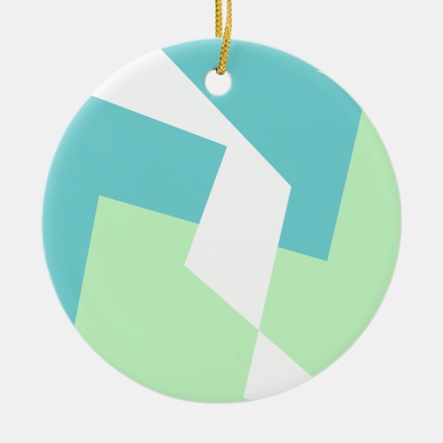 Abstract Art Turquoise Blue Green Ceramic Ornament (Front)