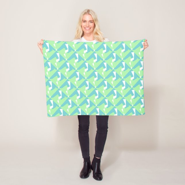 Abstract Art Turquoise Blue Green Fleece Blanket (In Situ)