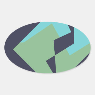 Abstract Art Turquoise Blue Green Oval Sticker