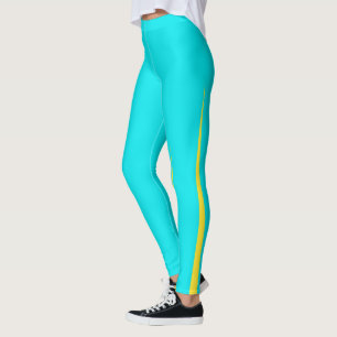 Abstract Art Turquoise Blue Yellow Minimalism Leggings