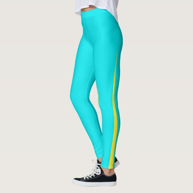 Abstract Art Turquoise Blue Yellow Minimalism Leggings (Left)