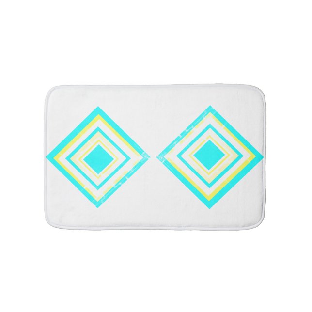 Abstract Art Turquoise Green Blue White Bath Mat (Front)