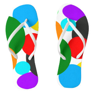 Abstract Art Turquoise Green Blue White Flip Flops