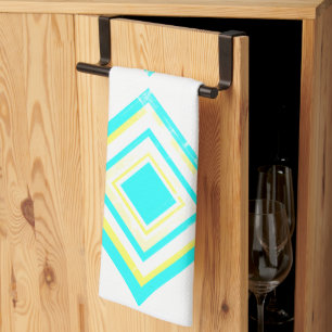 Abstract Art Turquoise Green Blue White Kitchen Towel