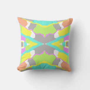 Abstract Art Turquoise Yellow Cushion Throw Pillow