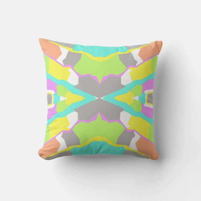 Abstract Art Turquoise Yellow Cushion Throw Pillow (Front)