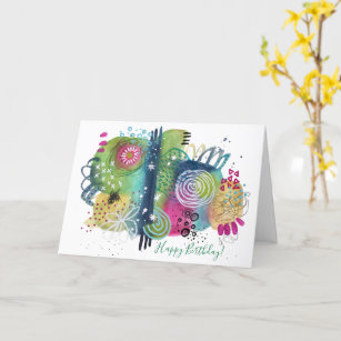Abstract Art Vibrant Fun Colourful Happy Birthday Card