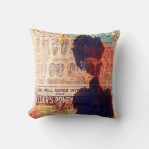 Abstract Art Vintage Woman Clothing Fashion Ads Throw Pillow