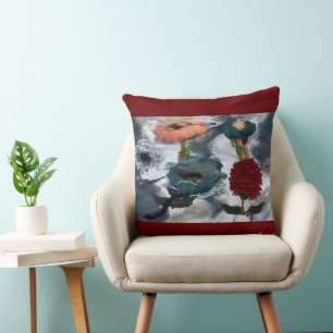 Abstract Art Watercolor Floral   Throw Pillow