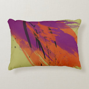 Abstract Art Watercolors Orange Purple Green Black Decorative Pillow