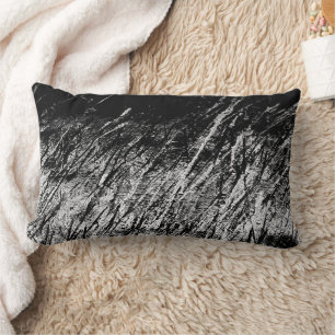 Abstract Art White Noise Black and White Cotton Lumbar Pillow
