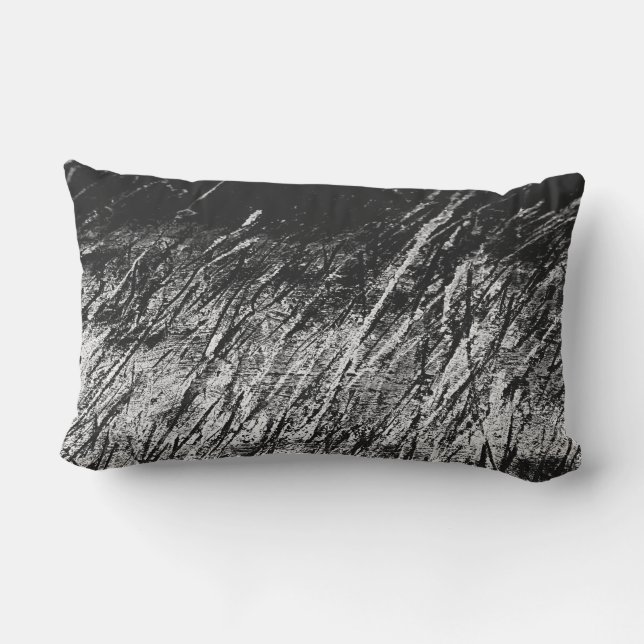 Abstract Art White Noise Black and White Lumbar Pillow (Back)