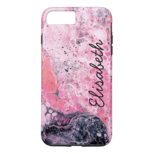 Abstract Art With Acrylic Paint Pour   Pink Black Case-Mate iPhone Case