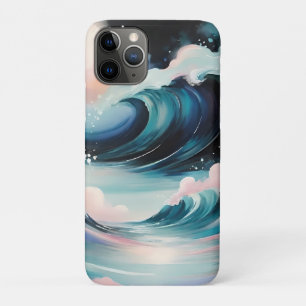 Abstract art with ocean waves iPhone 11 pro case