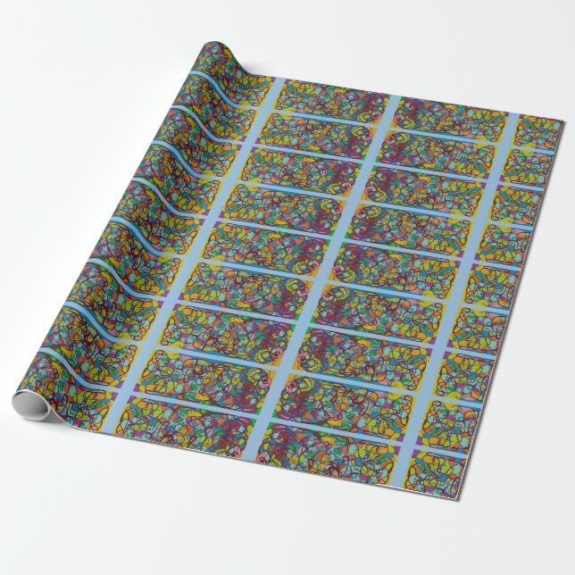 abstract art with panes stained glass look wrapping paper (Unrolled)