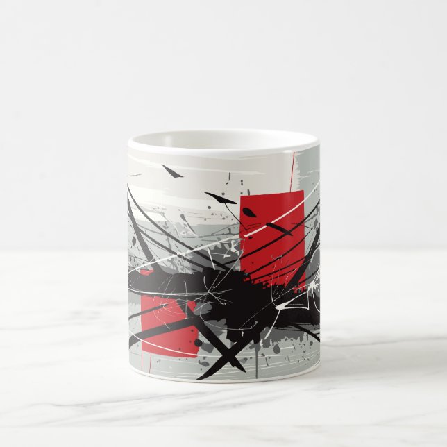 Abstract Art with Red Blocks & Black Strokes Coffee Mug (Center)