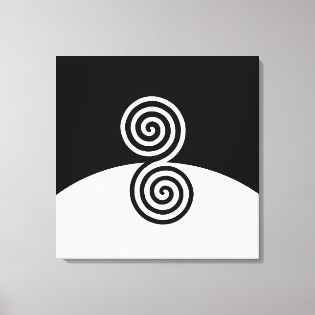 Abstract Art with Spiral Circles in Black & White Canvas Print (Front)