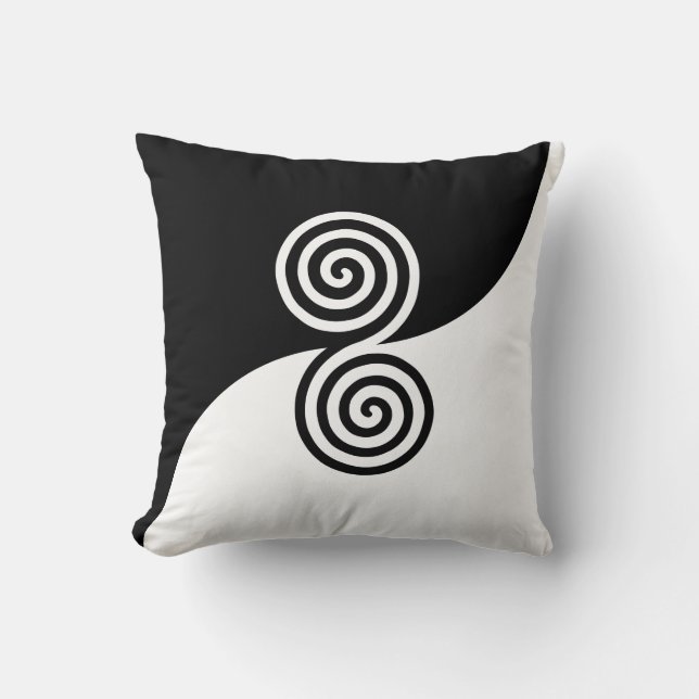Abstract Art with Spiral Circles in Black & White Throw Pillow (Front)