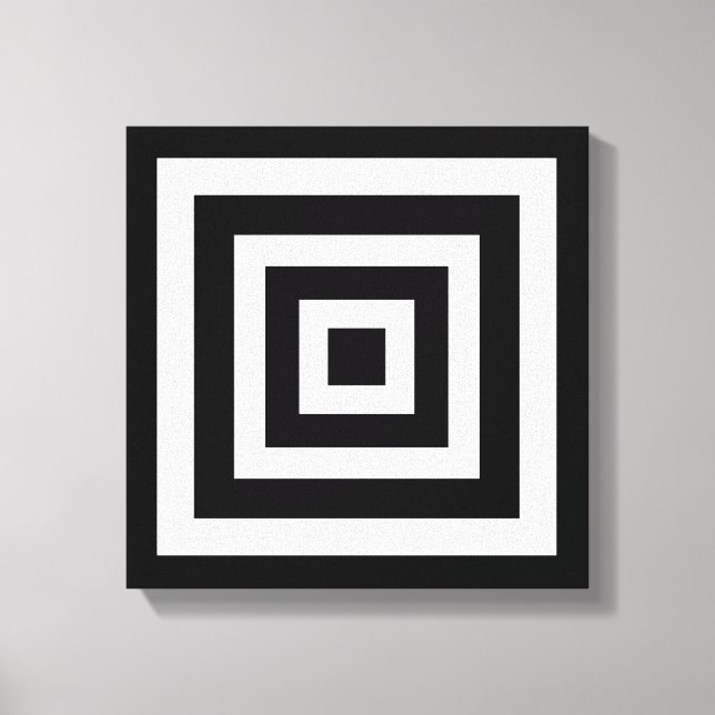 Abstract Art with Squares in Black & White Canvas Print (Front)