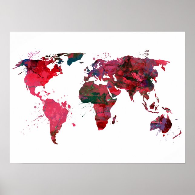 Abstract Art World Map Poster (Front)