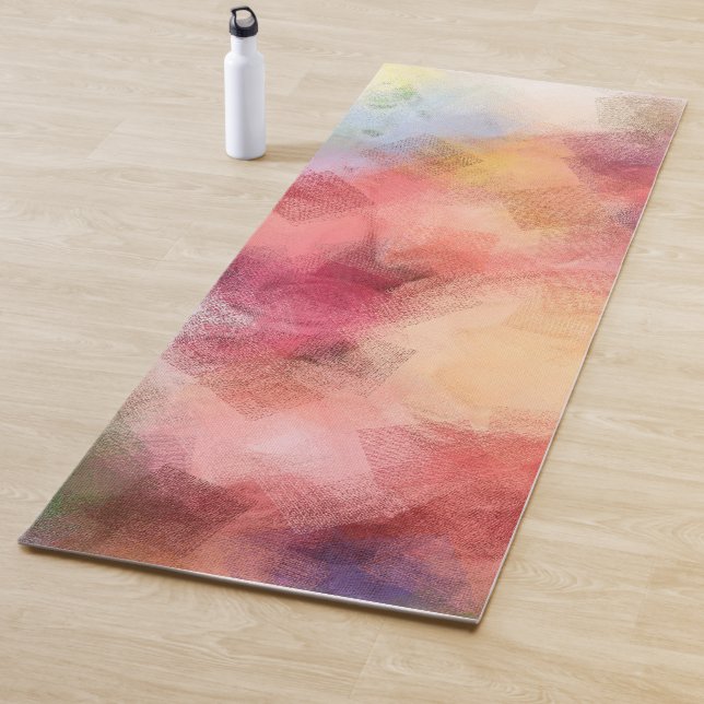 Abstract Art Yellow Green Red Pink Blue Purple Yoga Mat (In Situ)