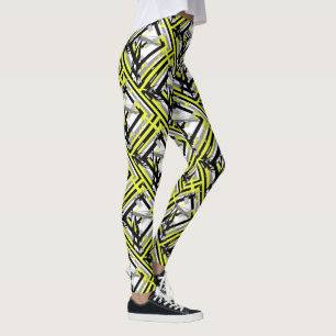Abstract Art Yellow Grey Pastel Colour Leggings