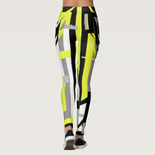 Abstract Art Yellow Grey Pastel Colours Leggings