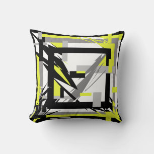 Abstract Art Yellow Grey Throw Pillow Cushion
