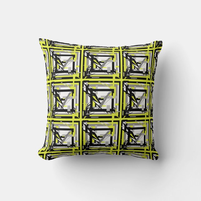 Abstract Art Yellow Grey Throw Pillow Cushion (Front)