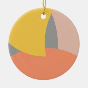 Abstract Art Yellow Grey White Ceramic Ornament