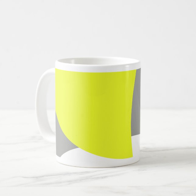 Abstract Art Yellow Grey White Coffee Mug (Front Left)