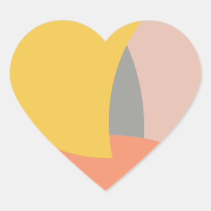 Abstract Art Yellow Grey White Heart Sticker