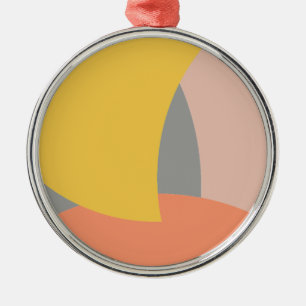 Abstract Art Yellow Grey White Metal Ornament