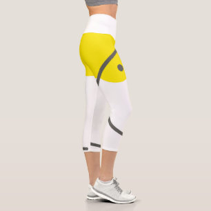 Abstract Art Yellow Grey White Minimalism Capri Leggings