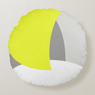 Abstract Art Yellow Grey White Round Pillow