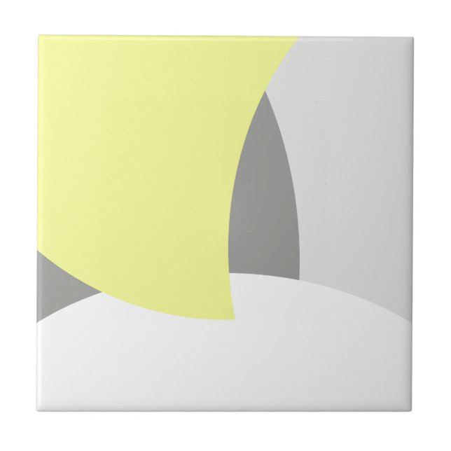 Abstract Art Yellow Grey White Tile (Front)