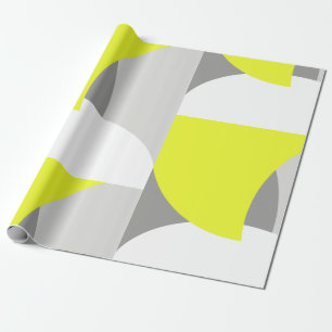 Abstract Art Yellow White Grey Pattern Wrapping Paper