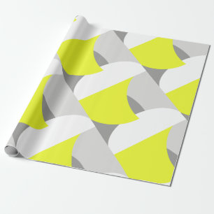 Abstract Art Yellow White Grey Pattern Wrapping Paper