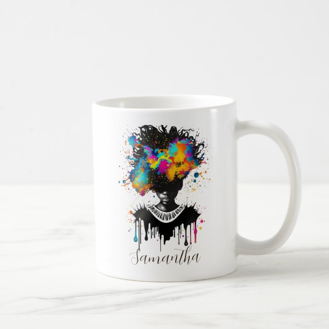 Abstract Artist Afro Woman | Black and White Coffee Mug (Right)