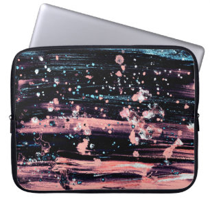 Abstract artistic dark grey and pink background wi laptop sleeve