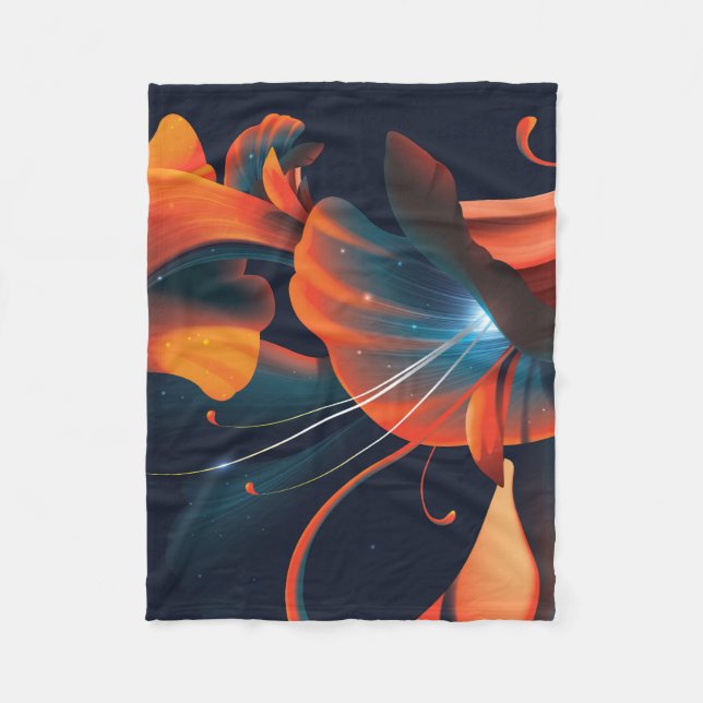 Abstract artistic flower fleece blanket (Front)