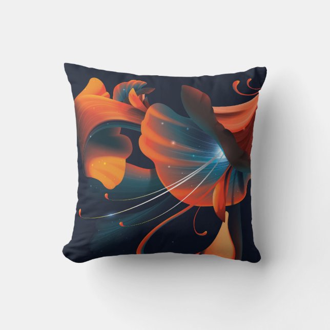 Abstract artistic flower throw pillow (Front)