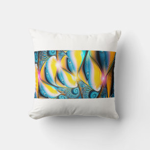 Abstract artistic golden and blue modern light bac throw pillow