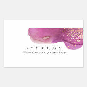 Abstract Artistic Purple Watercolor Shape Gold Art Sticker