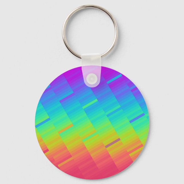 Abstract Artistic Rainbow art Stripes pattern Keychain (Front)